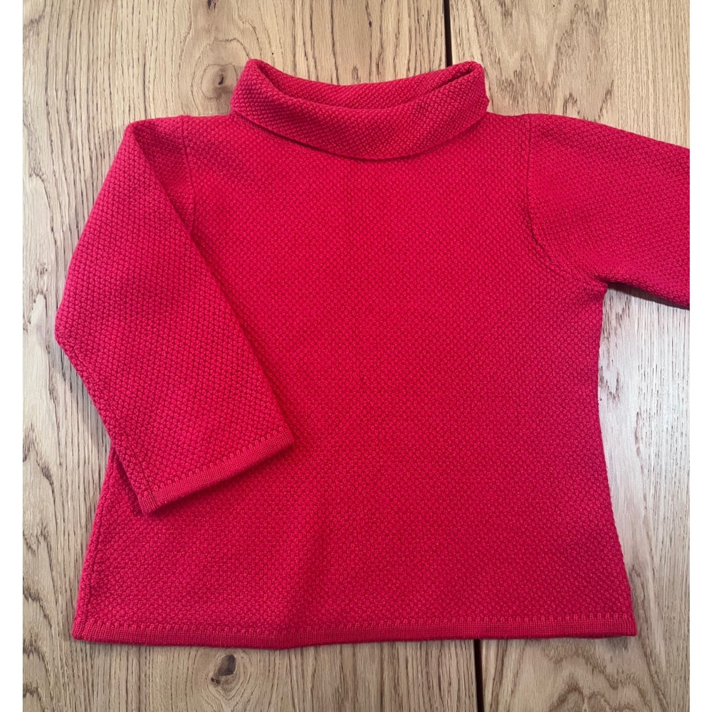 Boden Funnel Neck Textured Wool Blend Knit Sweater Size 10 Red Minimalist Preppy